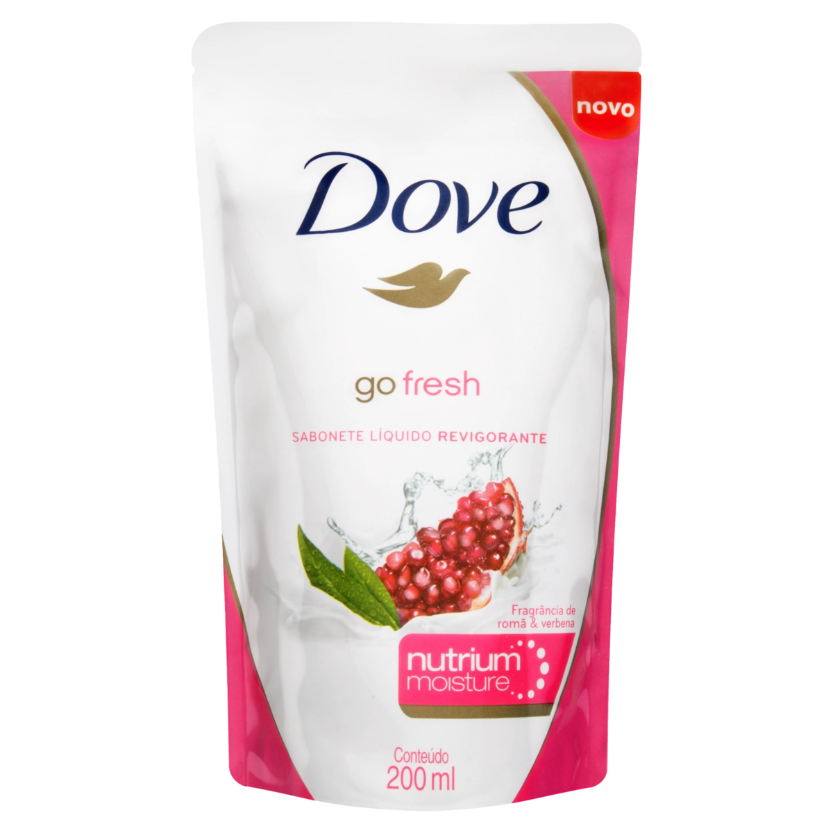 Sabonete Líquido Revigorante Romã Verbena Dove Go Fresh Sachê 200ml Refil
