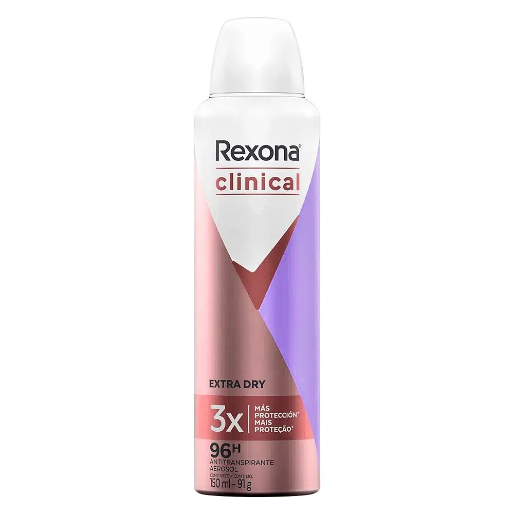 Antitranspirante Aerossol Extra Dry Rexona Clinical 150ml Spray