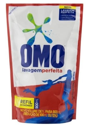 Lava Roupas Líquido Omo Lavagem Perfeita Sachê 900ml Refil Econômico