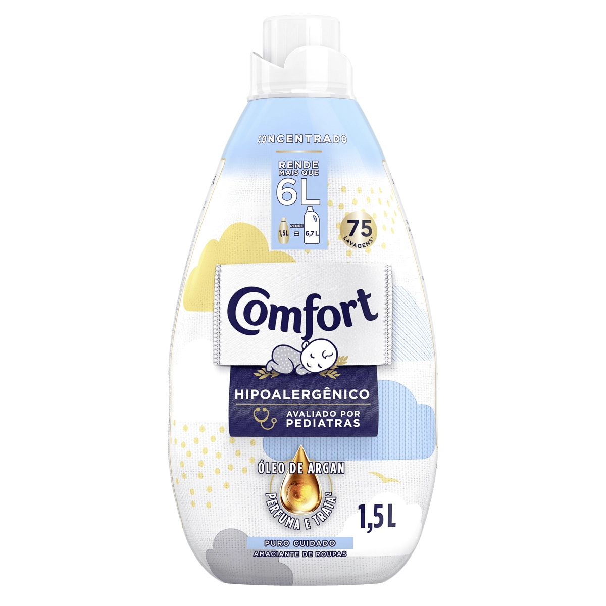 Amaciante De Roupa Concentrado Puro Cuidado Comfort Frasco 1,5l Embalagem Econômica