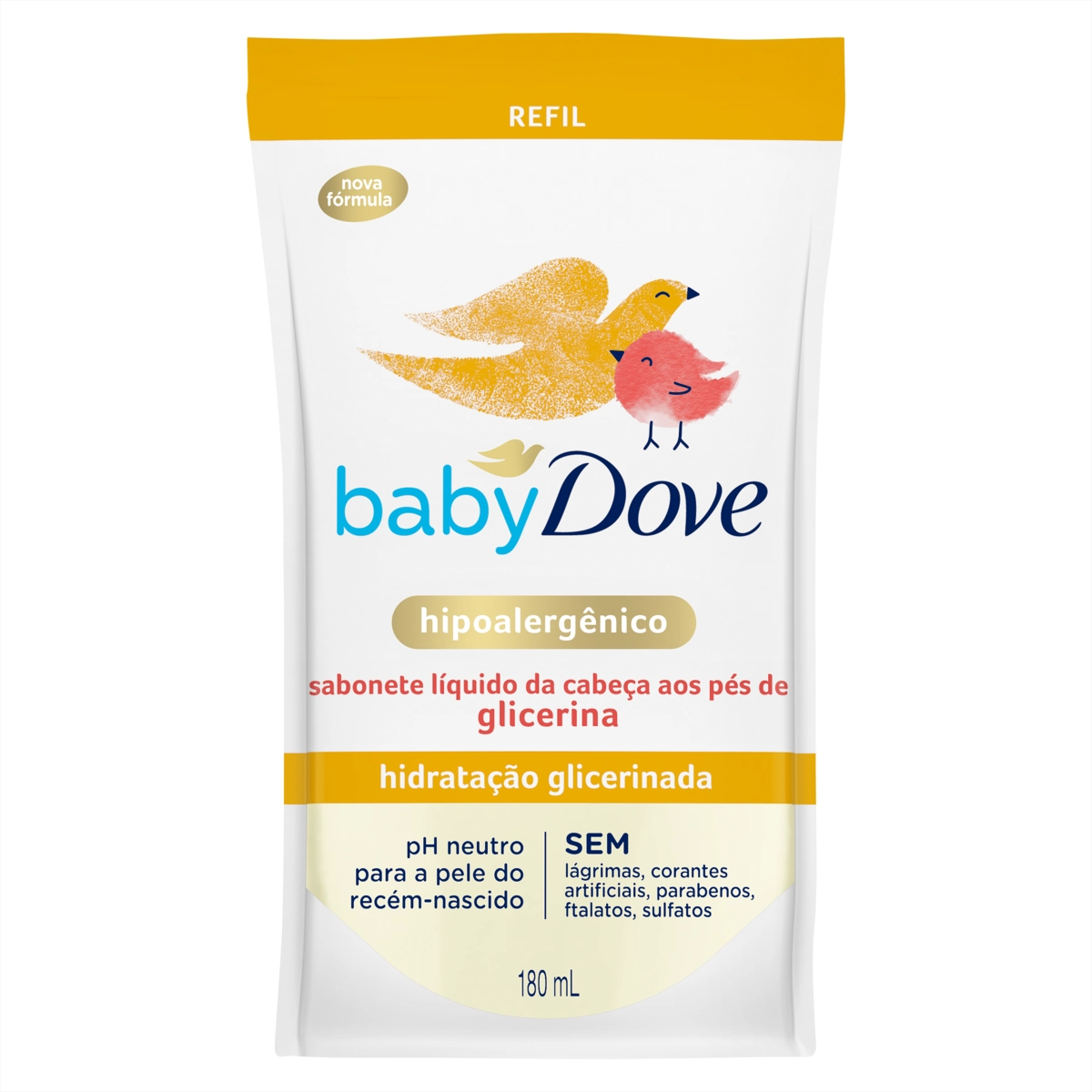 Sabonete Líquido Hidratação Glicerinada Da Cabeça Aos Pés Dove Baby Sachê 180ml Refil