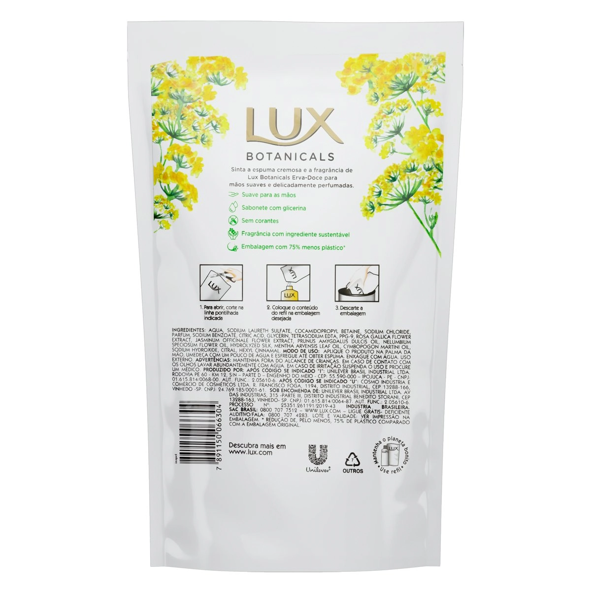 Sabonete Líquido Para As Mãos Erva Doce Lux Botanicals Sachê 440ml Refil Econômico