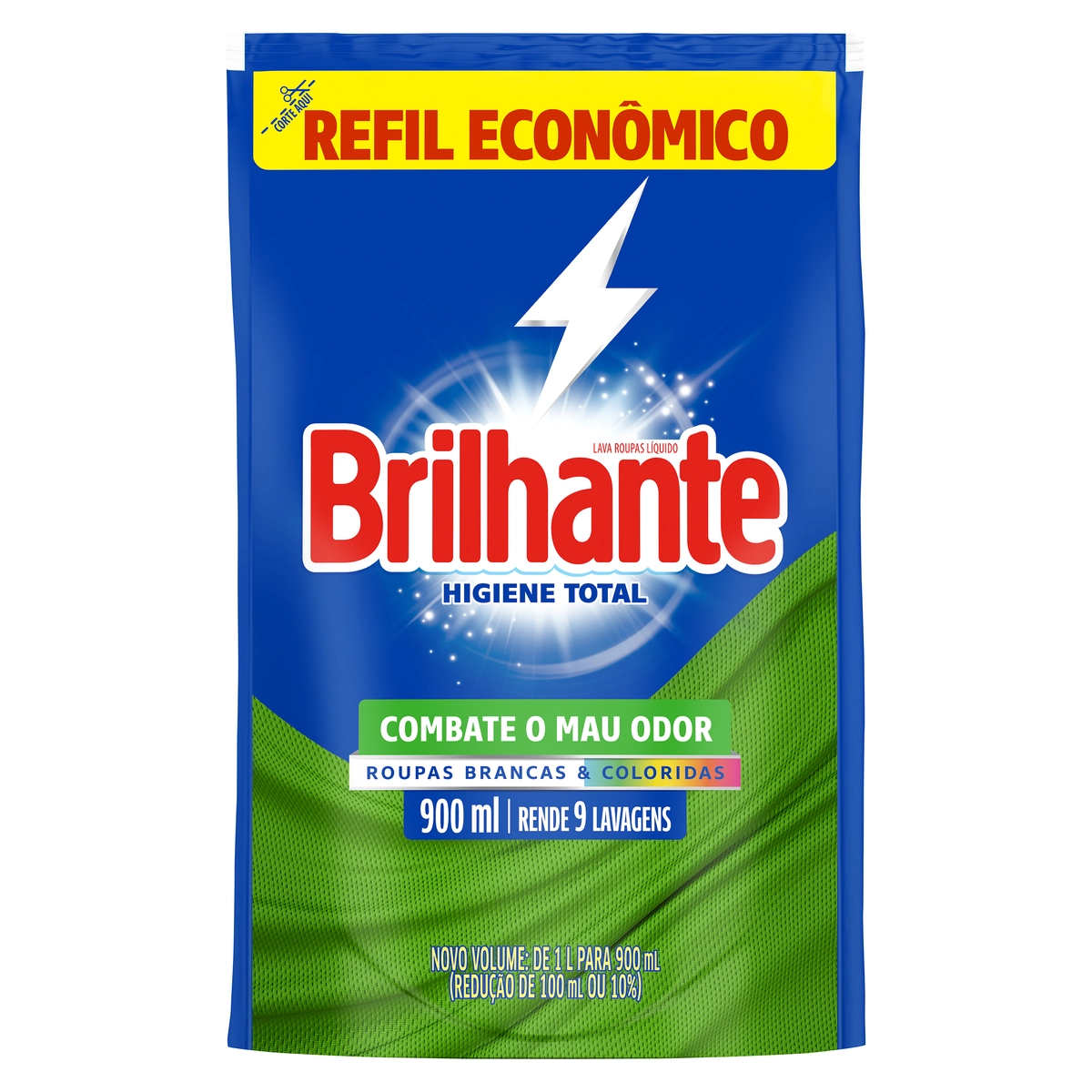 Lava Roupas Líquido Roupas Brancas E Coloridas Brilhante Higiene Total Sachê 900ml Refil Econômico