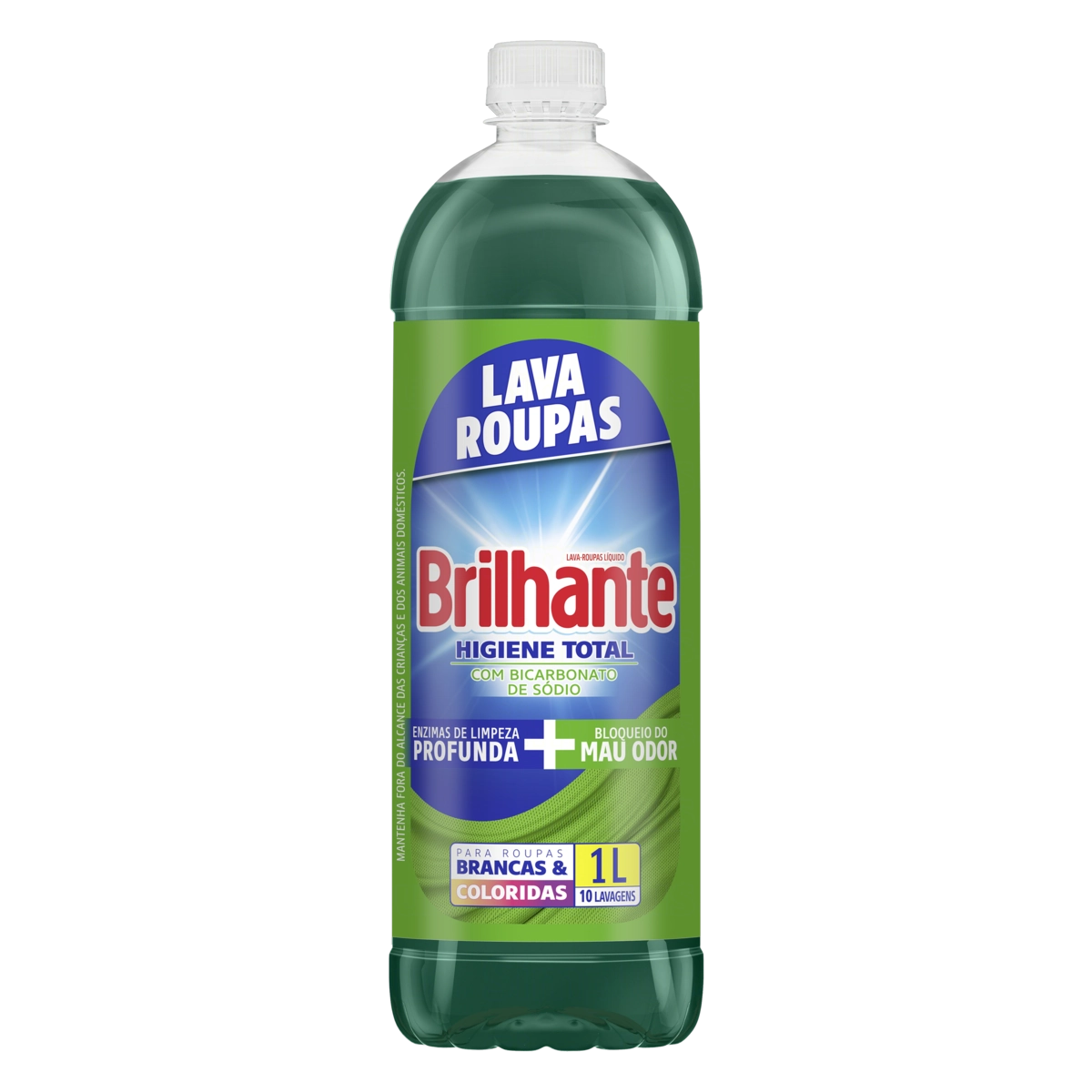 Lava Roupas Líquido Roupas Brancas E Coloridas Brilhante Higiene Total Frasco 1l Refil Econômico
