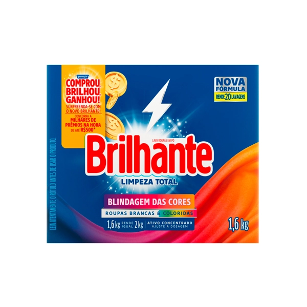 Lava Roupas Pó Roupas Brancas E Coloridas Brilhante Limpeza Total Caixa 1,6kg
