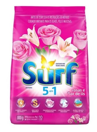 Lava Roupas Pó Rosas E Flor De Lis Surf Pacote 800g