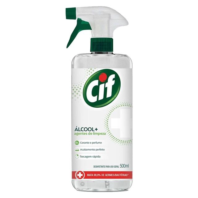 álcool Líquido Higienizador Cif Frasco 500ml Borrifador