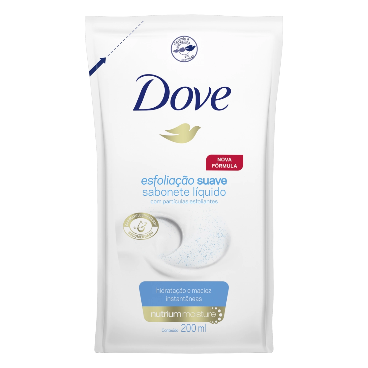 Sabonete Líquido Esfoliação Suave Dove Sachê 200ml Refil