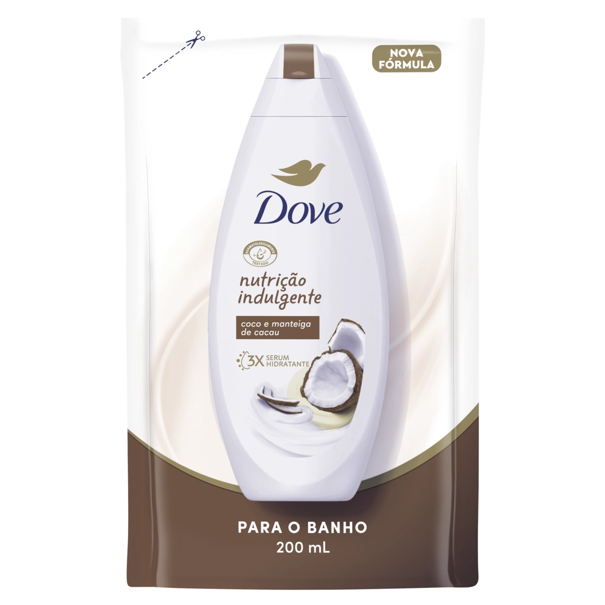 Sabonete Líquido Coco E Manteiga De Cacau Dove Nutrição Indulgente Sachê 200ml Refil
