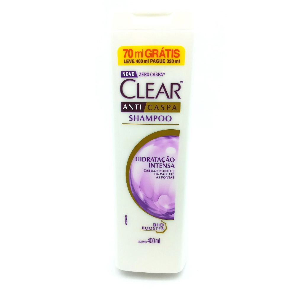 Shampoo Anticaspa Clear Hidratação Intensa Frasco Leve 400ml Pague 330ml