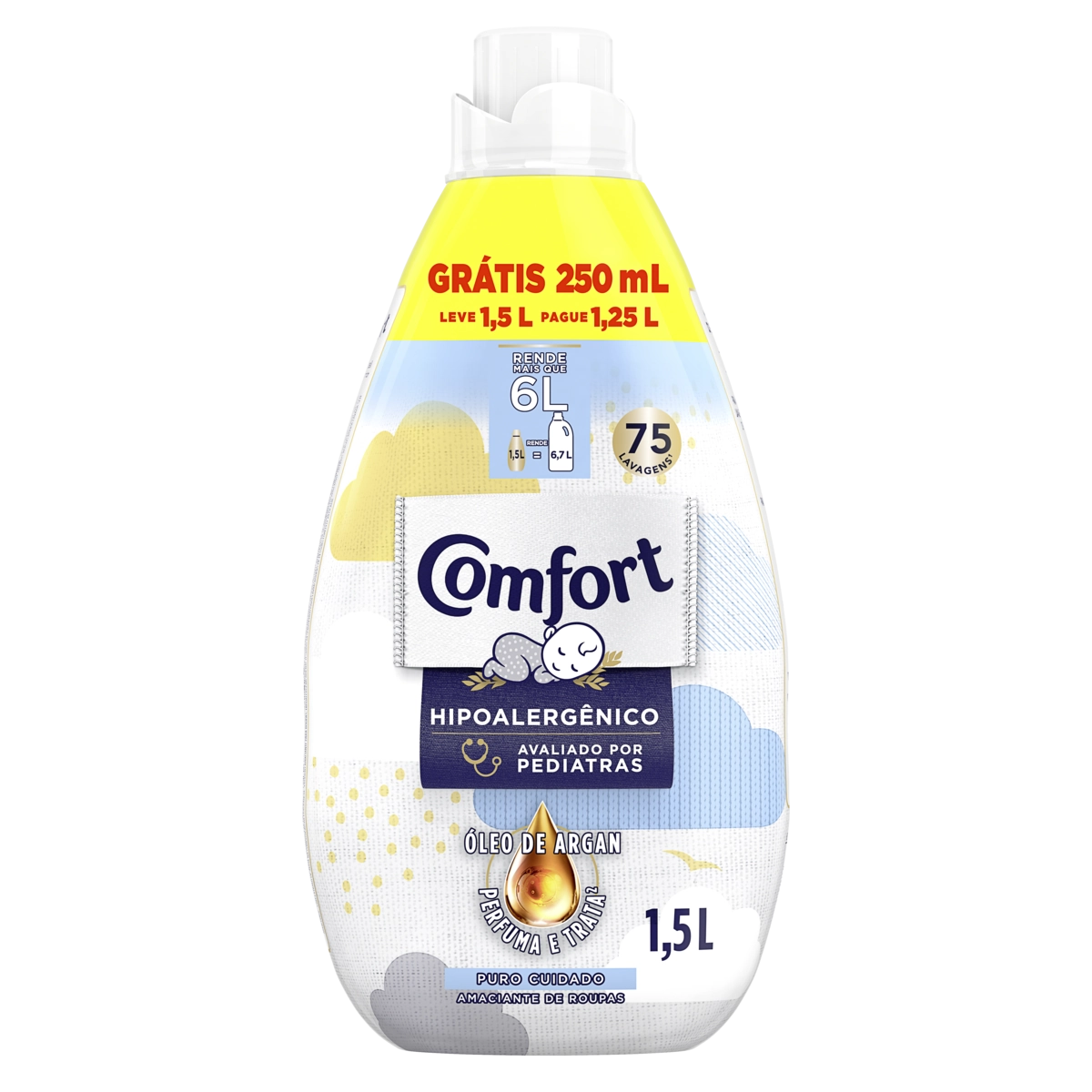 Amaciante De Roupa Concentrado Puro Cuidado Comfort Frasco Leve 1,5l Pague 1,25l