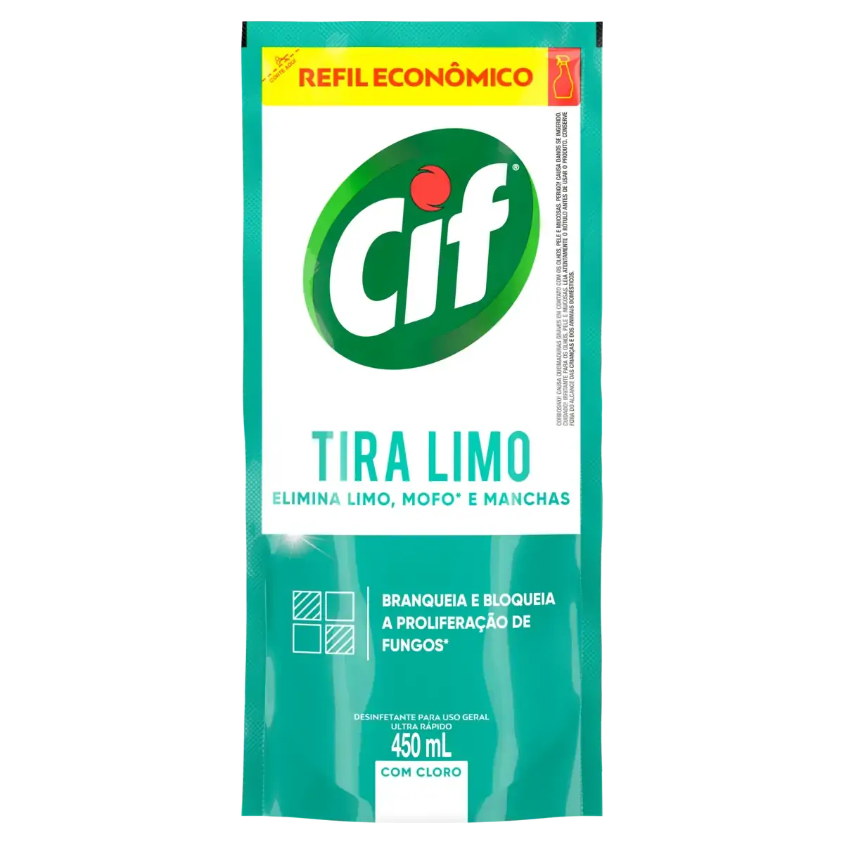 Desinfetante Tira Limo Cif Ultra Rápido Sachê 450ml Refil Econômico