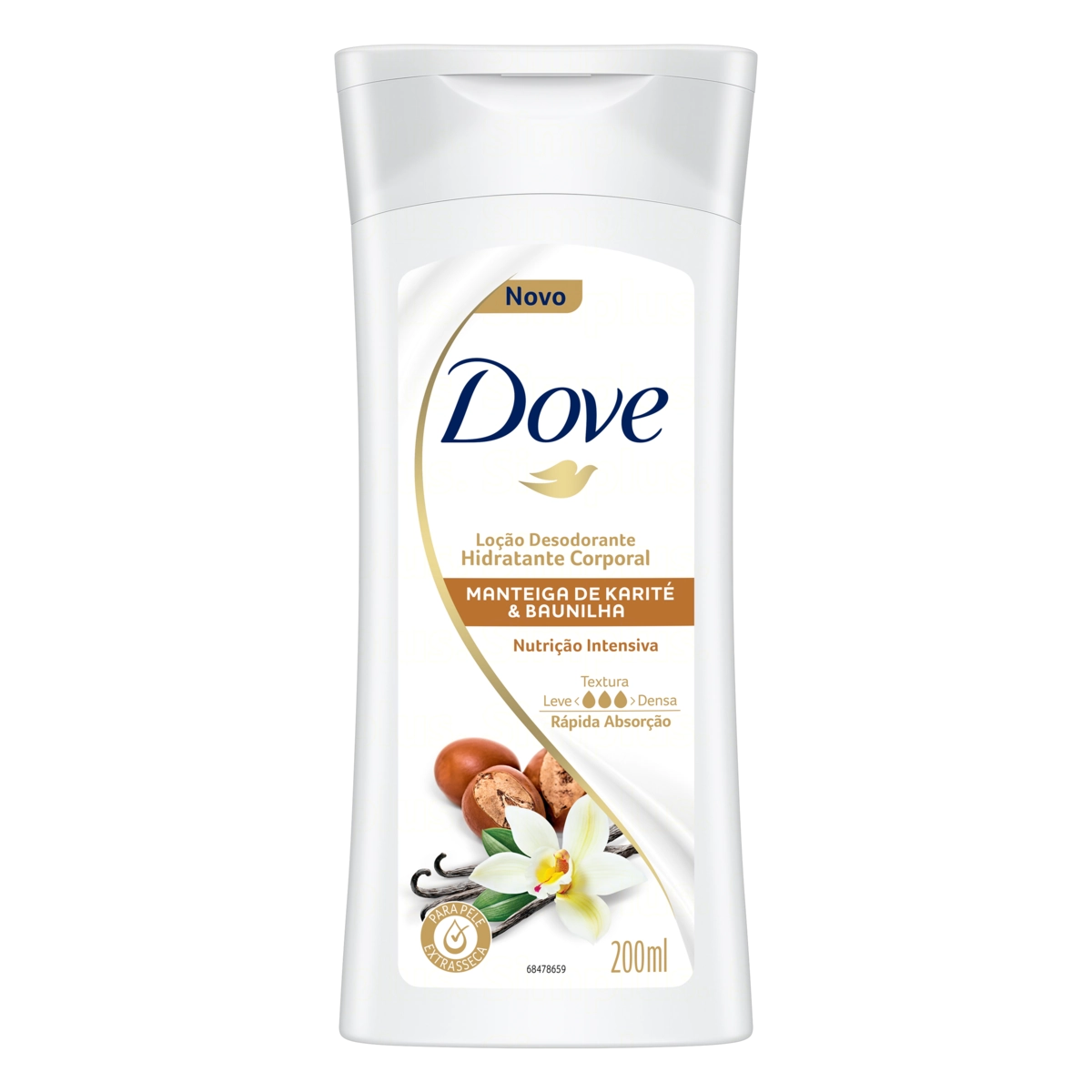 Loção Desodorante Hidratante Corporal Nutrição Intensiva Manteiga De Karité Baunilha Dove Frasco 200