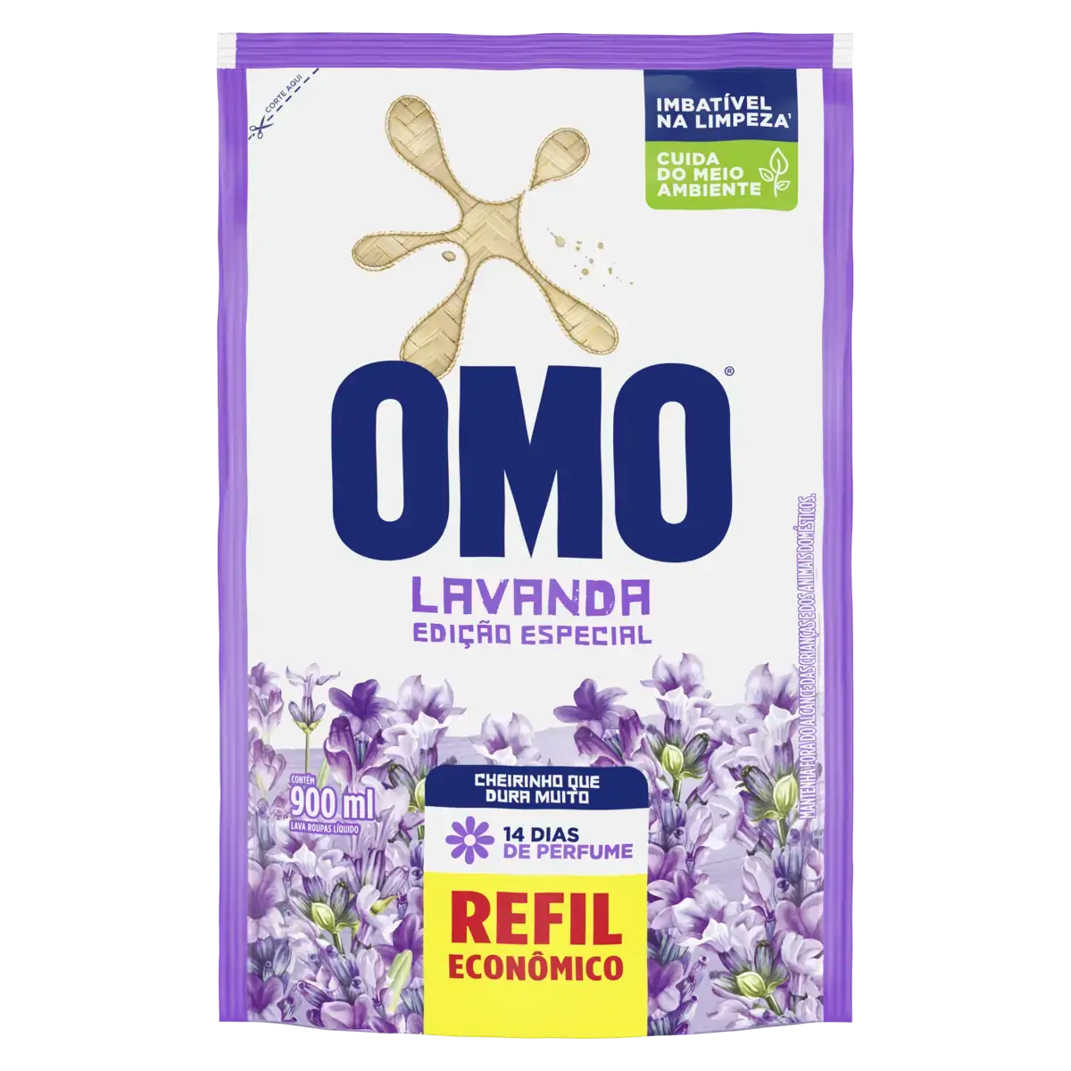 Lava Roupas Líquido Lavanda Omo Sachê 900ml Refil Econômico