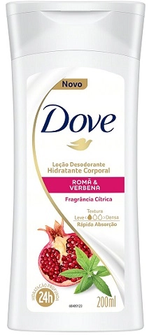 Loção Desodorante Hidratante Corporal Romã Verbena Dove Frasco 200ml