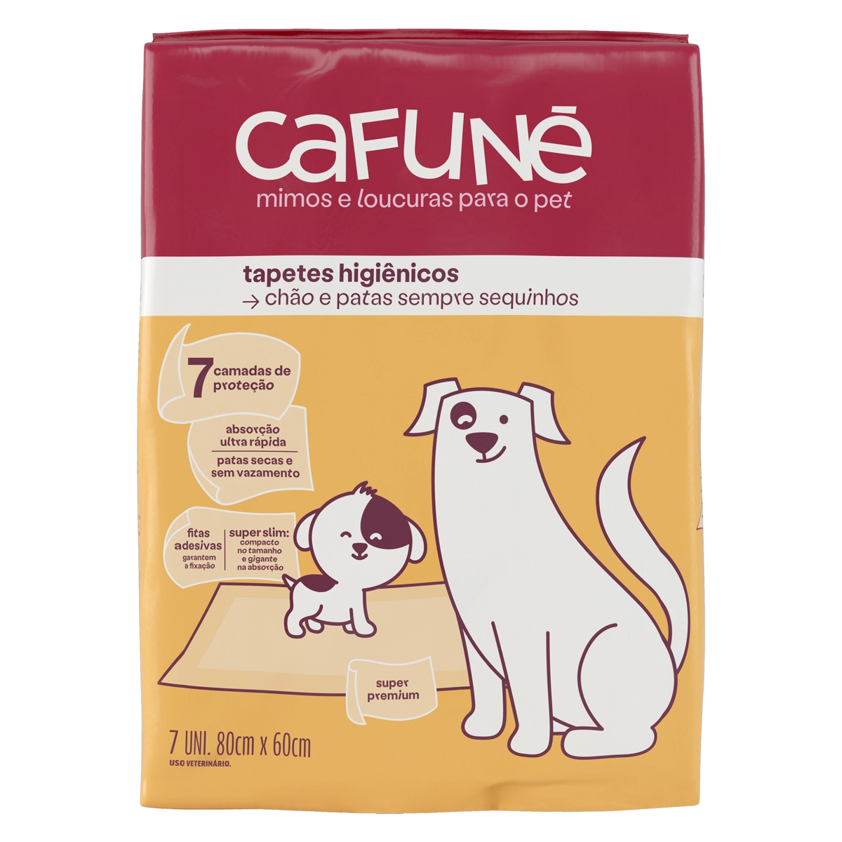 Tapete Higiênico Para Cães Cafuné 80cm X 60cm Pacote 7 Unidades