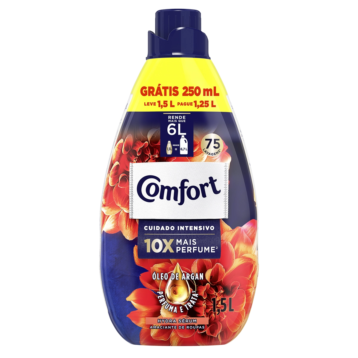 Amaciante De Roupa Concentrado Hydra Sérum Comfort Frasco Leve 1,5l Pague 1,25l