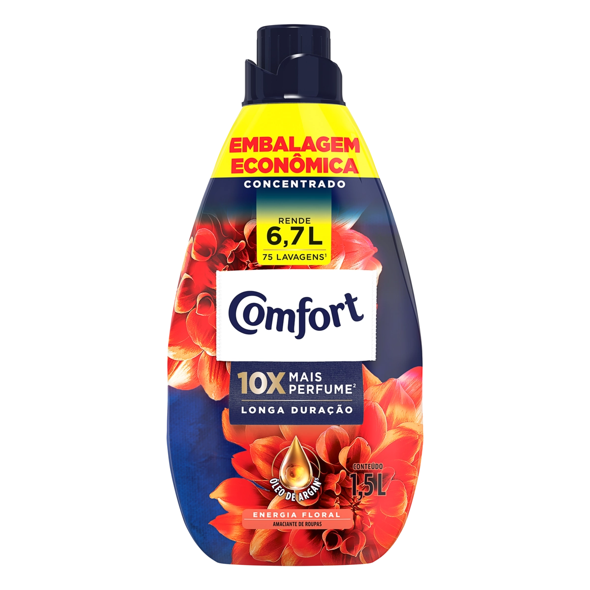 Amaciante De Roupa Concentrado Energia Floral Comfort Frasco 1,5l Embalagem Econômica