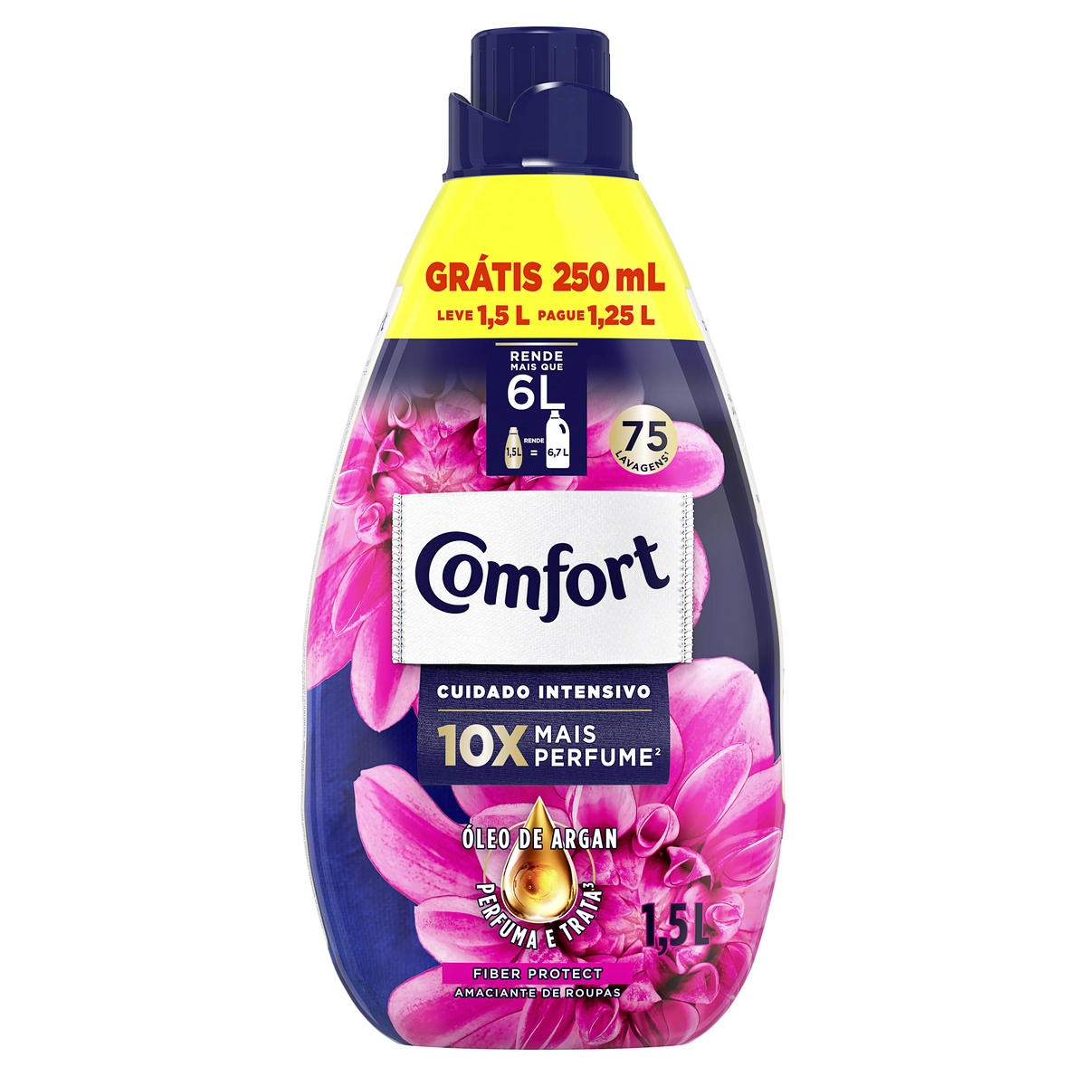 Amaciante De Roupa Concentrado Fiber Protect Comfort Frasco Leve 1,5l Pague 1,25l
