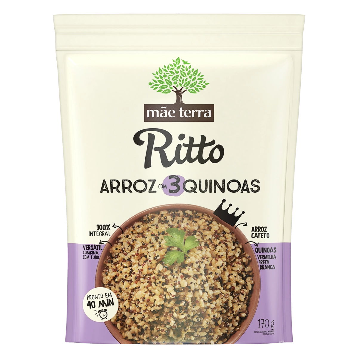Arroz Integral Com 3 Quinoas Mãe Terra Ritto Pouch 170g