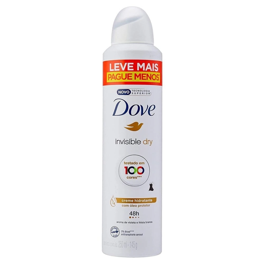 Antitranspirante Aerossol Invisible Dry Violeta E Frésia Branca Dove 250ml Spray Leve Mais Pague Men