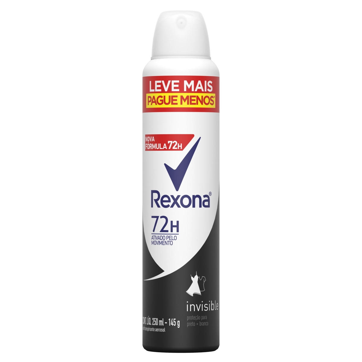 Antitranspirante Aerossol Antibacterial E Invisible Rexona 250ml Spray Leve Mais Pague Menos