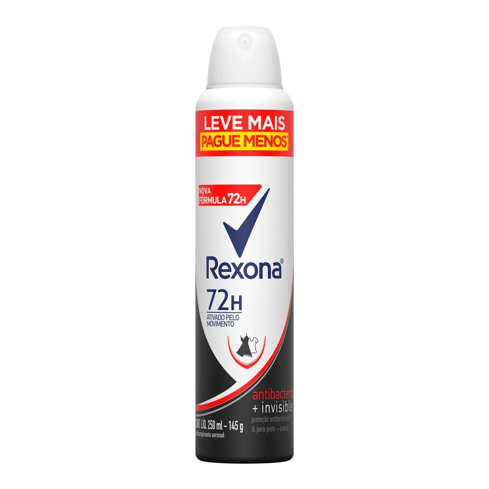 Antitranspirante Aerossol Antibacterial E Invisible Rexona Men 250ml Spray Leve Mais Pague Menos