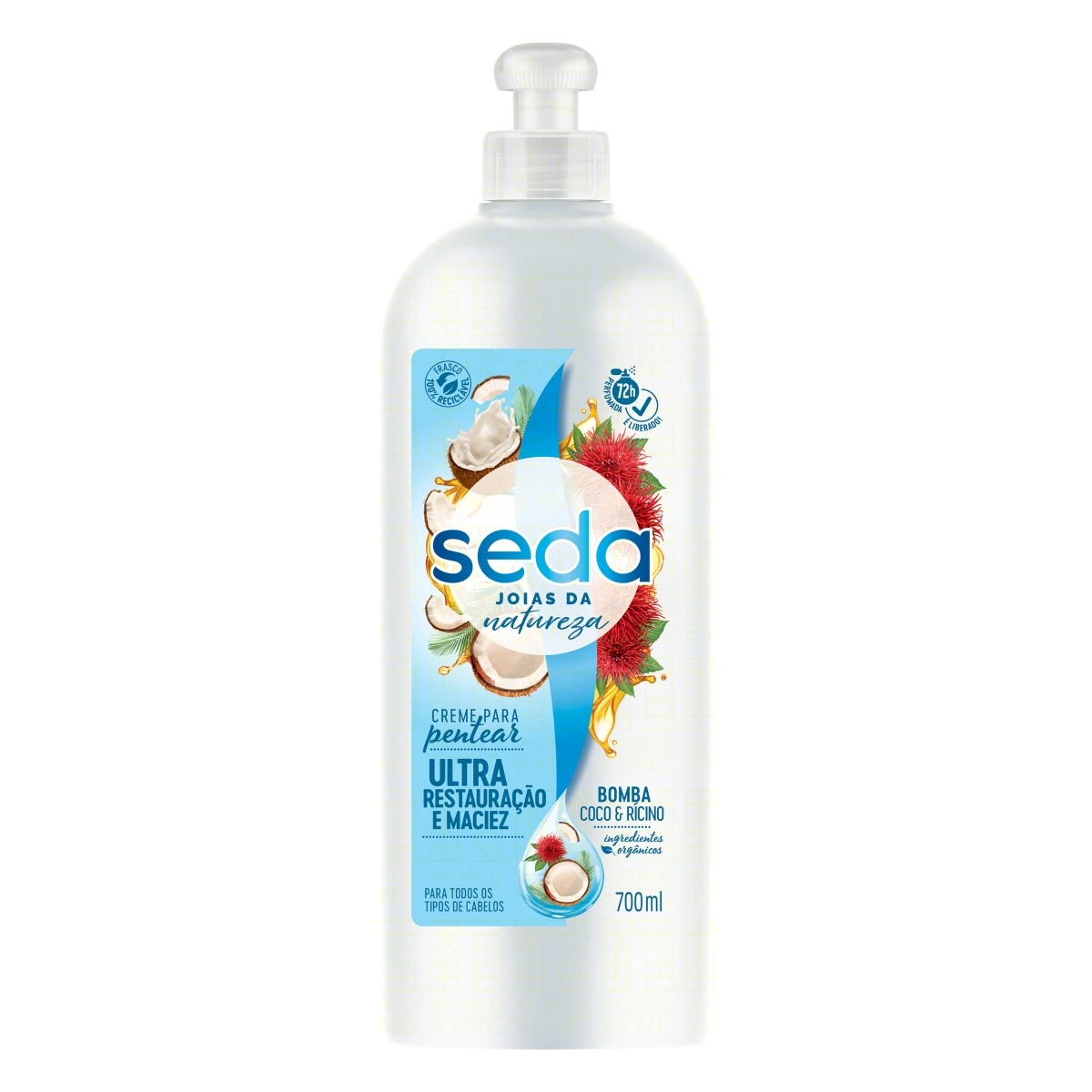 Creme Para Pentear Coco Rícino Seda Joias Da Natureza Frasco 700ml