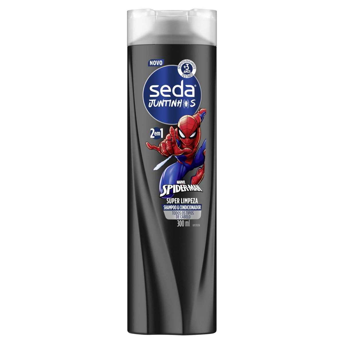 Shampoo Infantil 2 Em 1 Spider Man Seda Juntinhos Super Limpeza Frasco 300ml