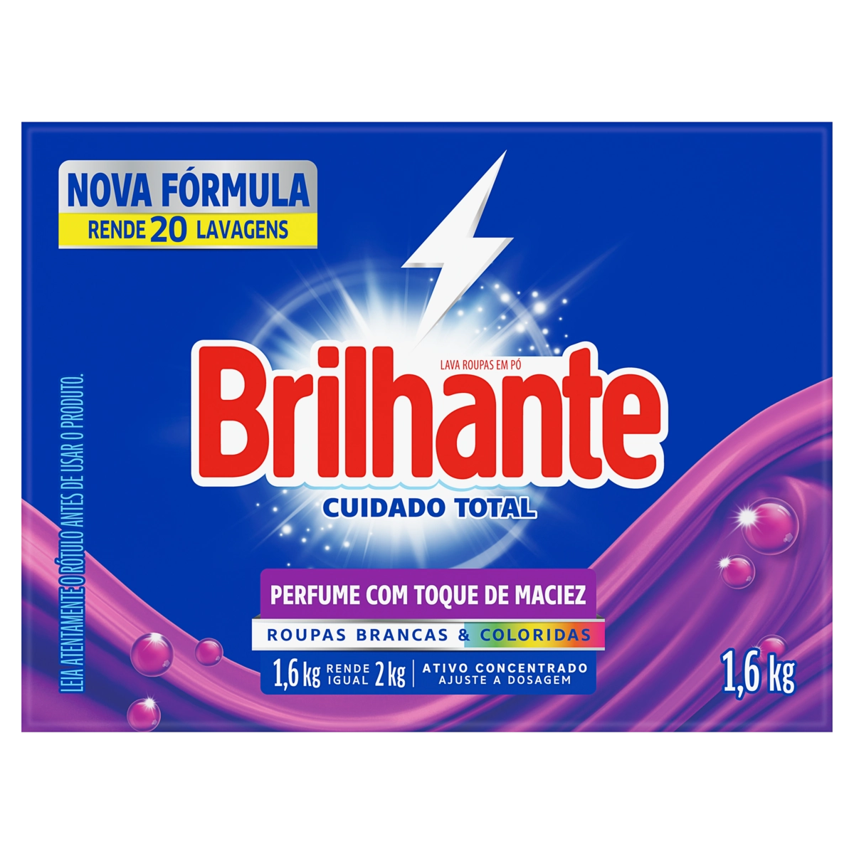 Lava Roupas Pó Brilhante Cuidado Total Caixa 1,6kg