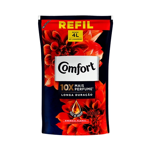 Amaciante De Roupa Concentrado Energia Floral Comfort Sachê 900ml Refil