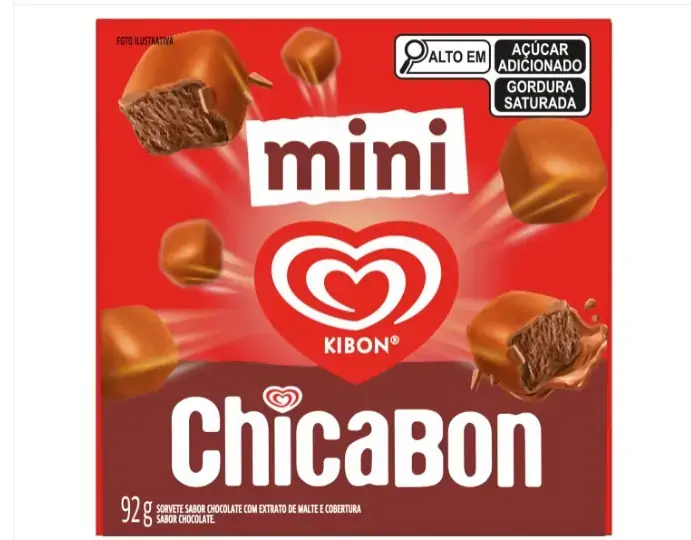 Mini Sorvete Chicabon Cobertura Chocolate Kibon Caixa 92g