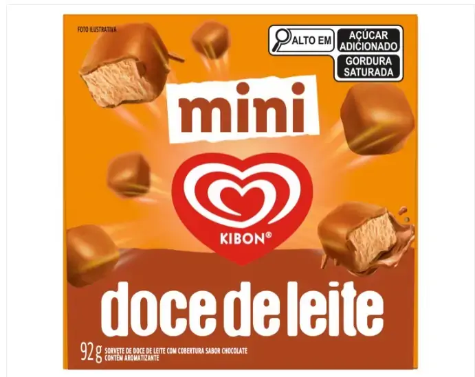Mini Sorvete Doce De Leite Cobertura Chocolate Kibon Caixa 92g