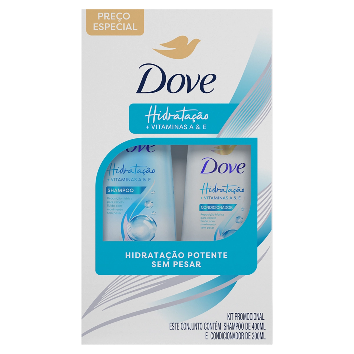 Kit Shampoo 400ml Condicionador 200ml Dove Hidratação