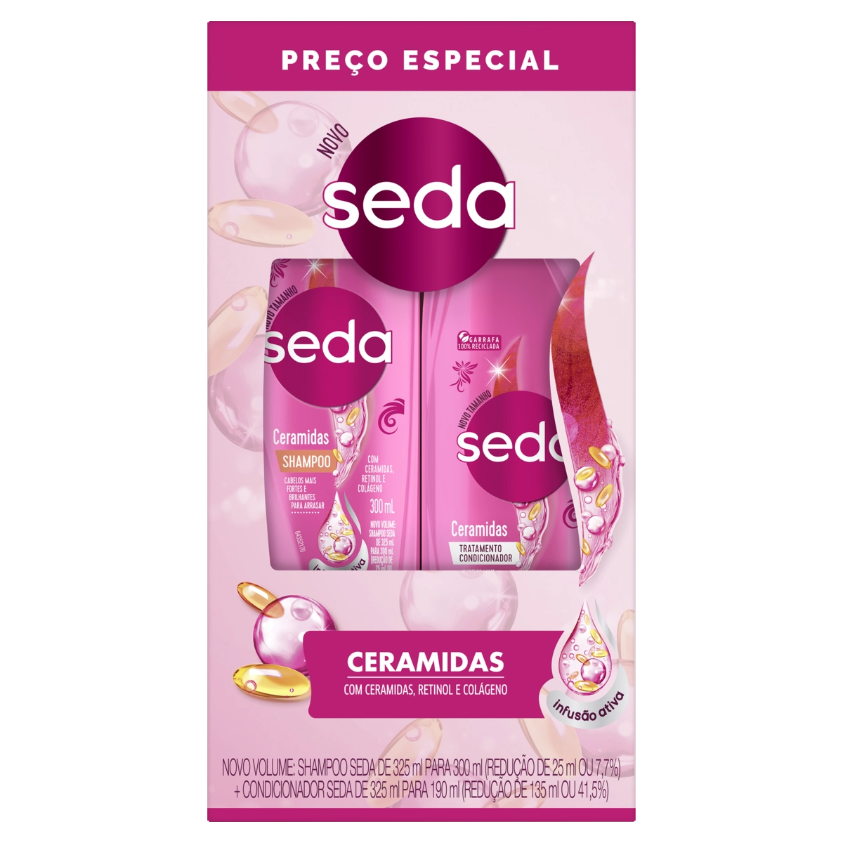 Kit Shampoo 300ml Condicionador 190ml Seda Ceramidas