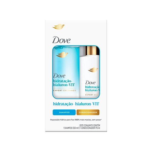Kit Dove Sh 350ml Cond 190ml Hidrataçao Hialuron Vit