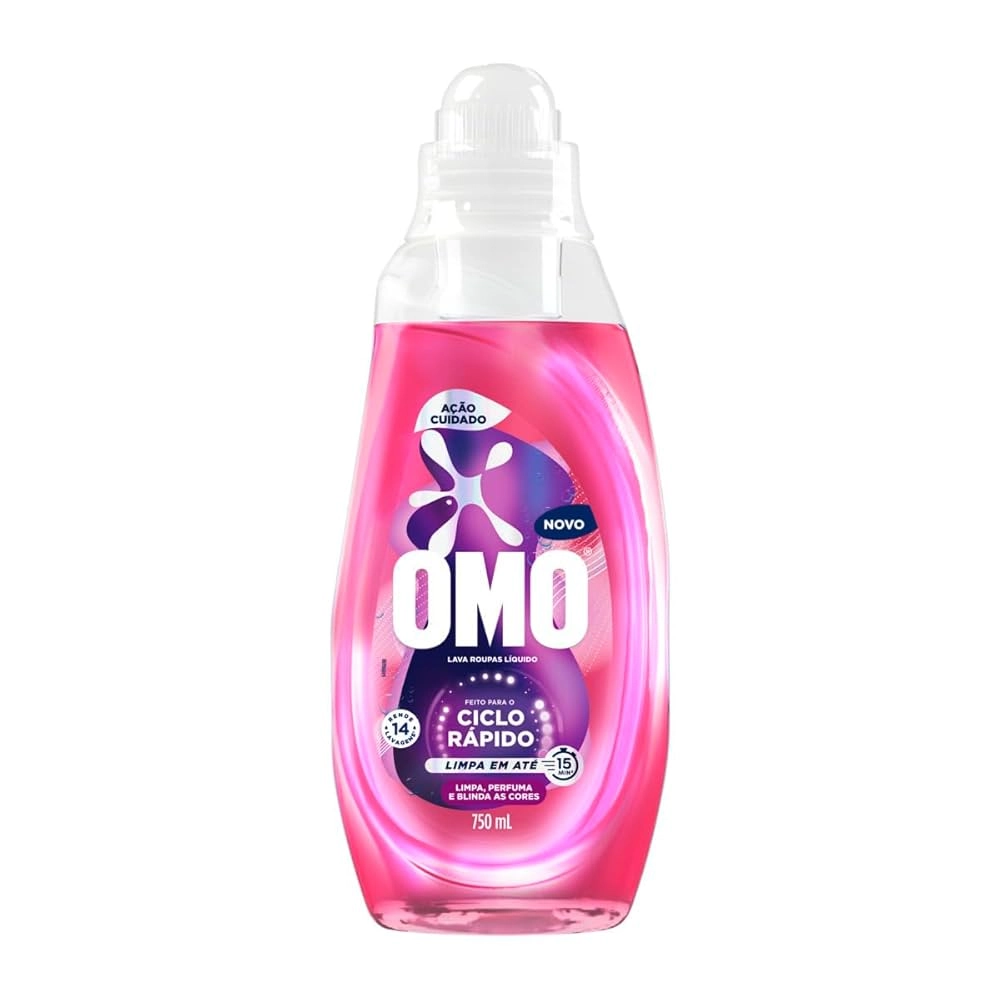 Lava Roupa Liq Omo Ciclo Rapido Acao Cuidado 750ml