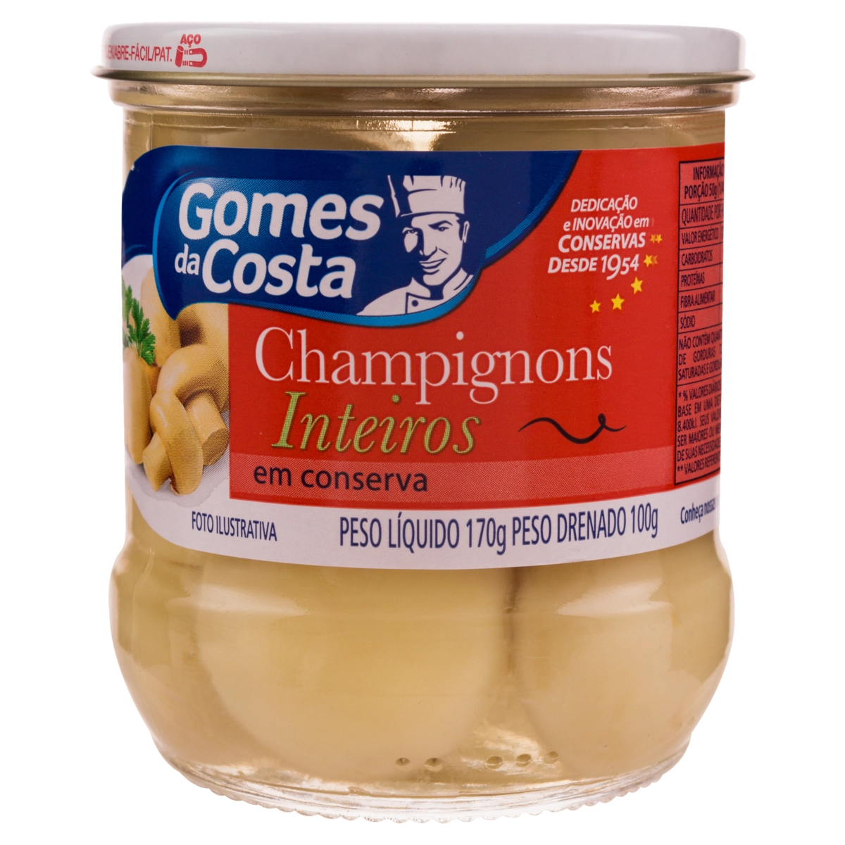 Cogumelo Champignon Inteiro Em Conserva Gomes Da Costa Vidro 100g