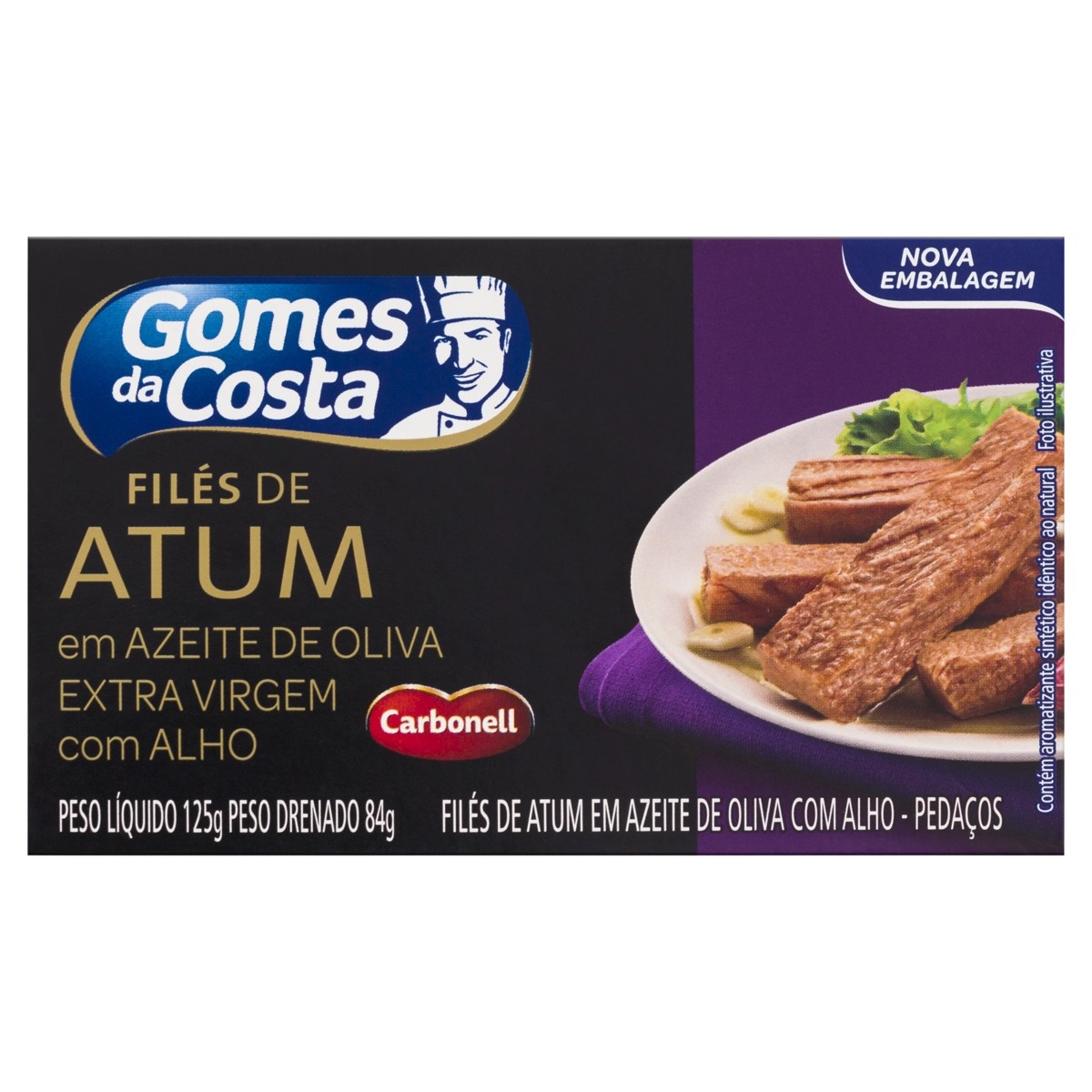 Filé De Atum Em Pedaços Em Azeite De Oliva Com Alho Gomes Da Costa Caixa 84g