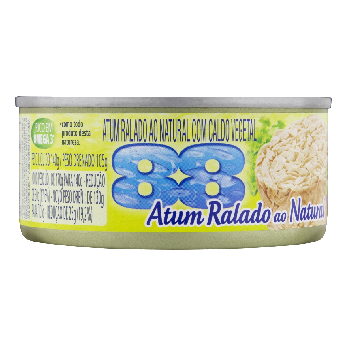 Atum Ralado Ao Natural Com Caldo Vegetal 88 Lata 105g