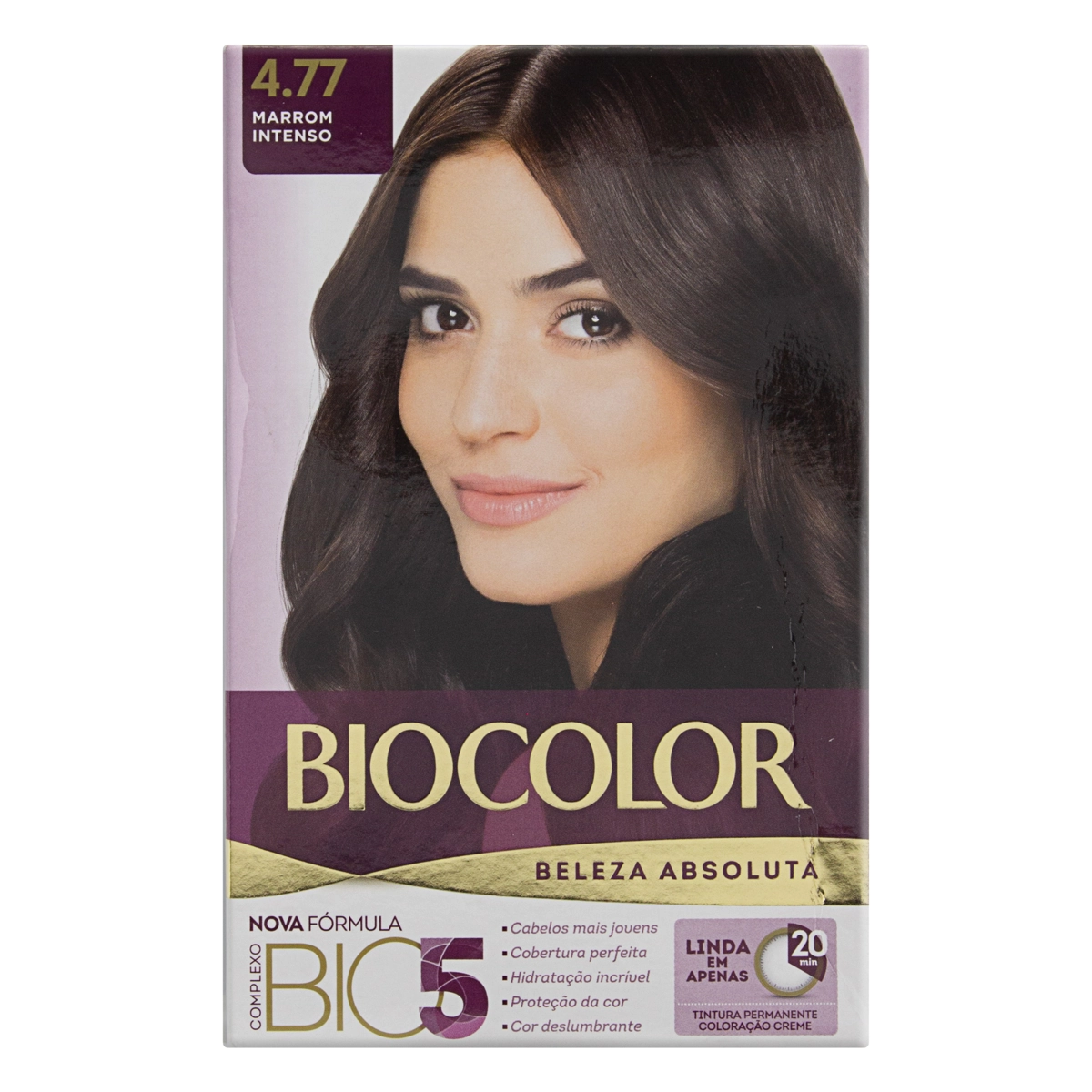 Kit Tintura Creme 4.77 Marrom Intenso Biocolor Beleza Absoluta