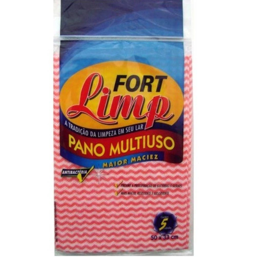 Pano Multiuso Fort Limp Rosa 5unidade