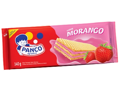 Biscoito Wafer Recheio Morango Panco Pacote 140g