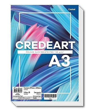 Bloco Credeart A3 Branco 20 Folhas 150g 206164 Credeal