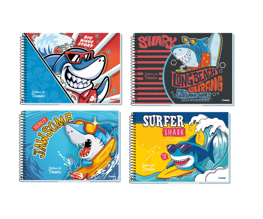 Caderno Desenho Sharkinhos C.d C/80fl Sort Credeal