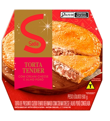 Torta Congelada Tender Com Cream Cheese E Alho Poró Sadia Caixa 500g