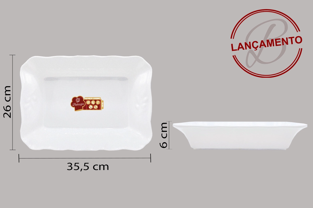 Tigela Melamina Retangular G 36x26.5x6.5cm 2.8l 4772 Bellagio