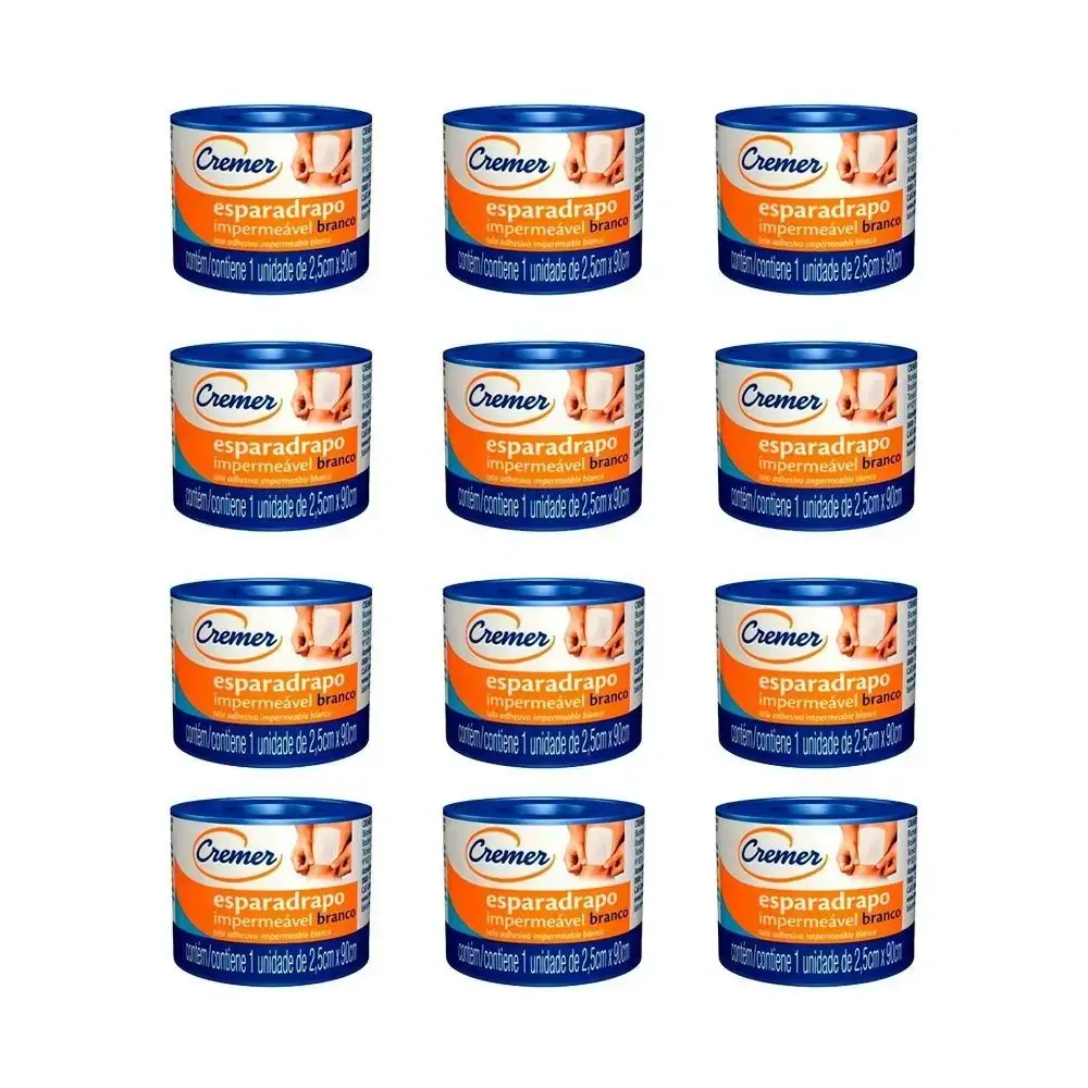 KIT C/ 12 ESPARADRAPO IMP BRANCO C/ LACRE CREMER