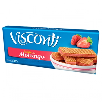 Biscoito Wafer Recheio Morango Visconti Pacote 120g
