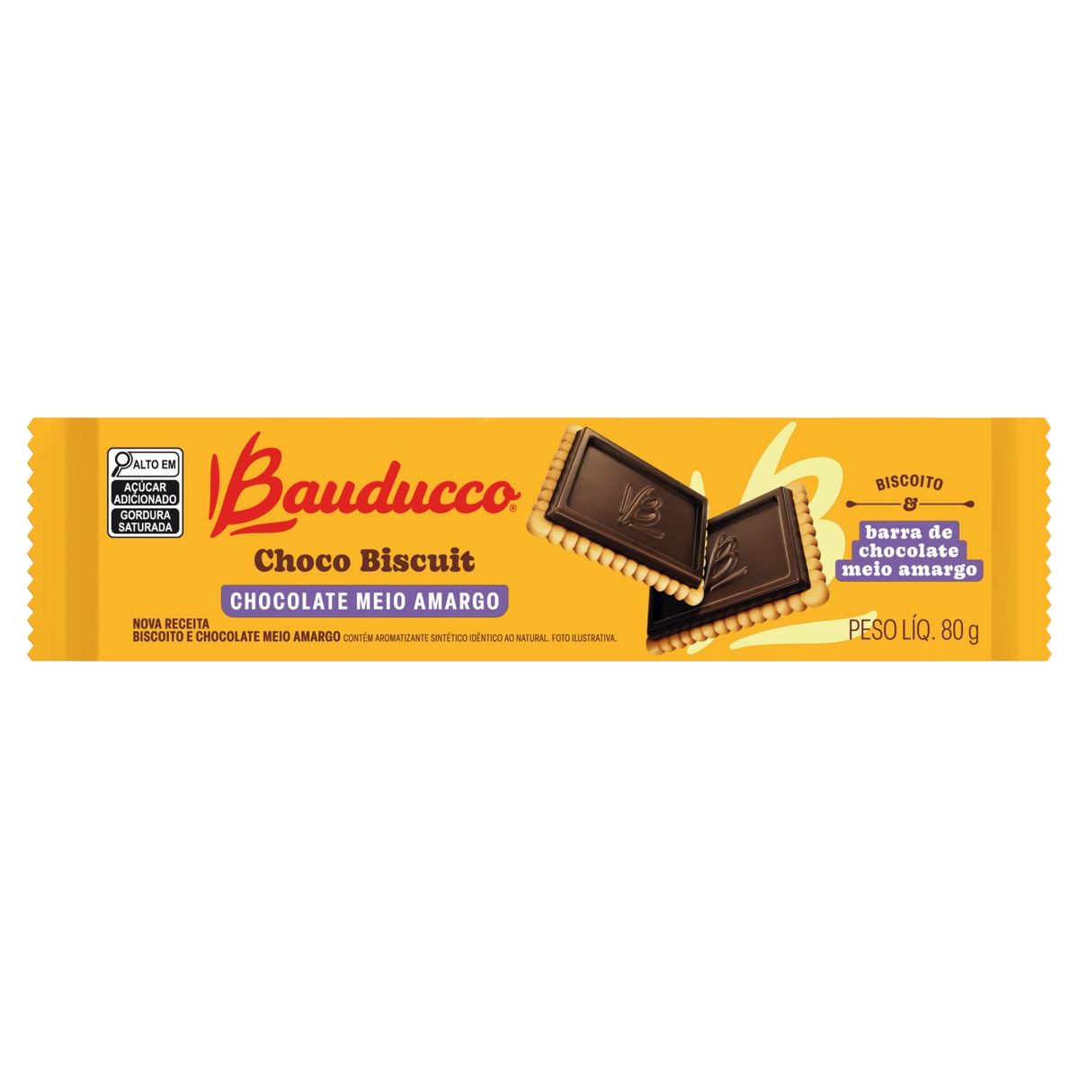 Biscoito Chocolate Meio Amargo Bauducco Choco Biscuit Pacote 80g